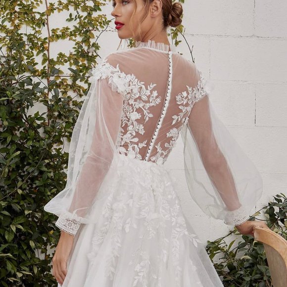 Cinderella Divine - Long Sleeve A-Line Gown Purple Grey Style# B701